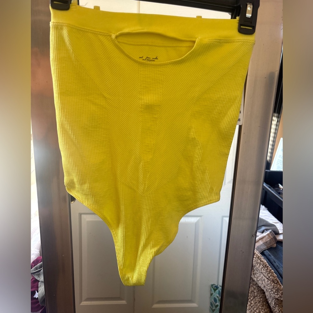 Bright Yellow Ribbed Bodysuit - Picture 2 of 5